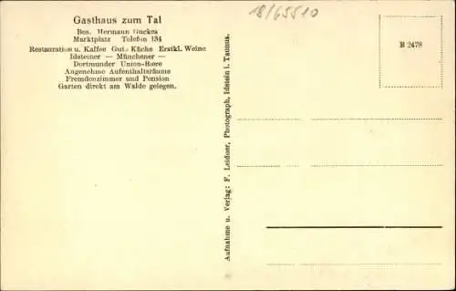 Ak Idstein im Taunus Hessen, Gasthaus zum Tal