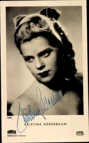 Ak Schauspielerin Kristina Söderbaum, Portrait, Autogramm