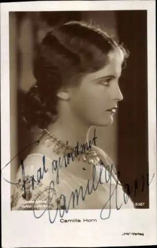 Ak Schauspielerin Camilla Horn, Portrait, Autogramm
