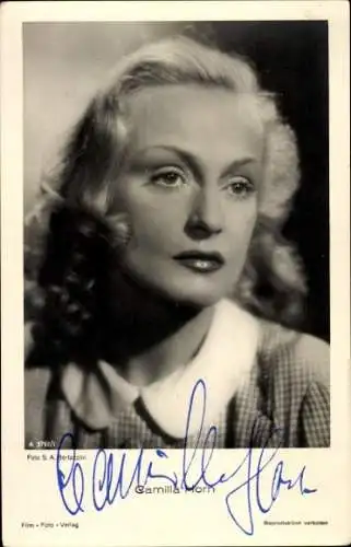 Ak Schauspielerin Camilla Horn, Portrait, A 3792/1, Autogramm