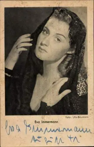 Ak Schauspielerin Eva Immermann, Portrait, Autogramm