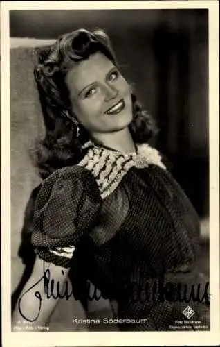 Ak Schauspielerin Kristina Söderbaum, Portrait, Ufa Film, Autogramm