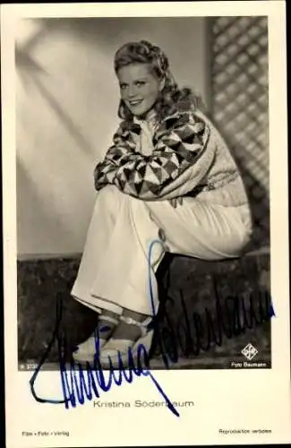 Ak Schauspielerin Kristina Söderbaum, Portrait, UFA Film, Autogramm