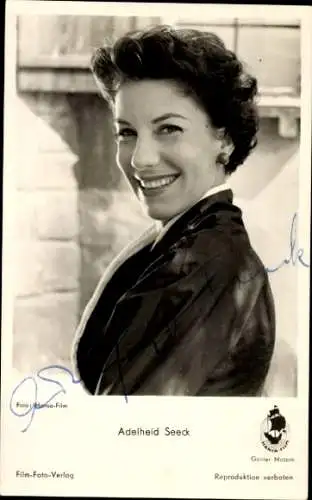 Ak Schauspielerin Adelheid Seeck, Portrait, Autogramm