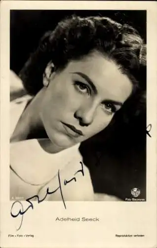 Ak Schauspielerin Adelheid Seeck, Portrait, Terra Film, A 3557/1, Autogramm