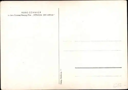 Ak Schauspieler Hans Söhnker, Portrait, Autogramm,  Königin der Arena