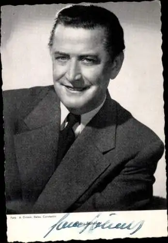 Ak Schauspieler Hans Söhnker, Portrait, Autogramm, Anzug, Krawatte