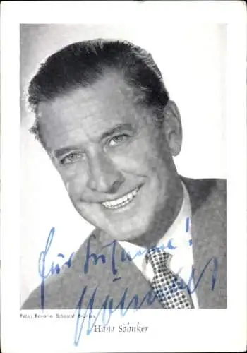 Ak Schauspieler Hans Söhnker, Portrait, Autogramm