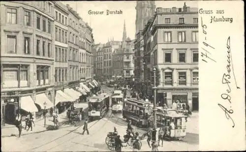 Ak Hamburg Mitte Altstadt, Großer Burstah, Straßenbahnen