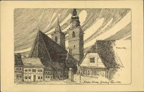 Künstler Ak Rau, Alexander, Jüterbog in Brandenburg, Nikolaikirche