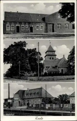 Ak Cade Kade Jerichow in Sachsen Anhalt, Gasthof, Kirche, Bahnhof, Gleisseite