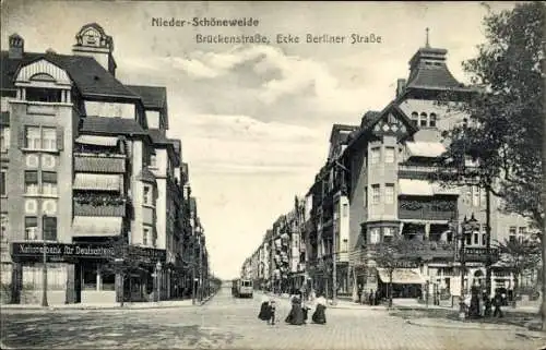 Ak Berlin Treptow Niederschöneweide, Bürckenstraße, Ecke Berliner Straße, Nationalbank