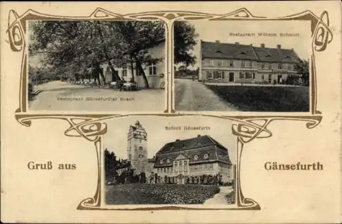 Ak Gänsefurth Hecklingen im Salzlandkreis, Schloss, Restaurant Gänsefurther Busch