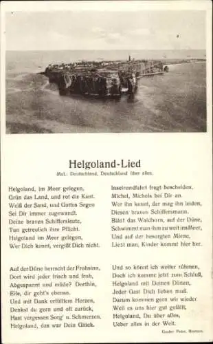 Lied Ak Nordseeinsel Helgoland, Gesamtansicht, Helgoland-Lied