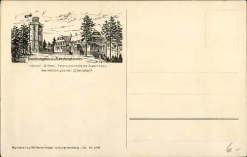Landkarten Ak Jägerhaus Bermsgrün Schwarzenberg im Erzgebirge, Weg nach dem Auersberg