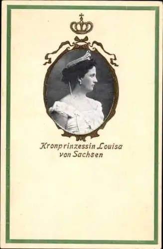 Präge Passepartout Ak Kronprinzessin Louisa von Sachsen, Portrait im Profil