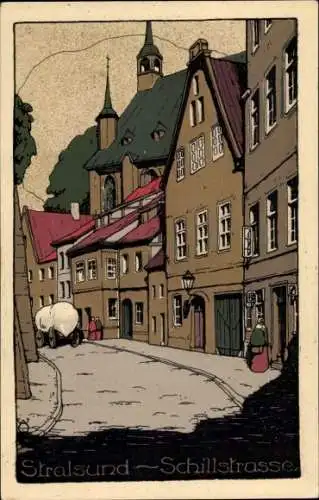 Steindruck Ak Stralsund in Vorpommern, Schillstraße