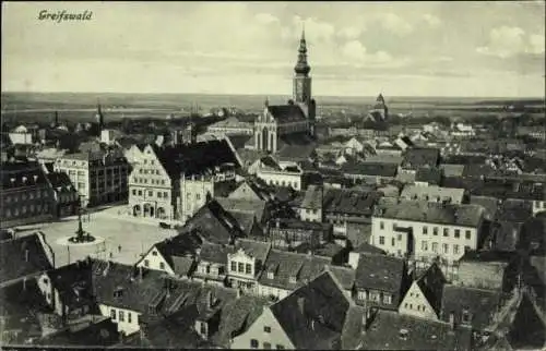 Ak Hansestadt Greifswald, Teilansicht, Kirche
