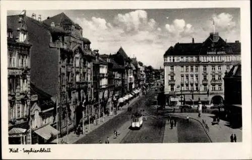 Ak Kiel, Sophienblatt, Hansa-Hotel, Straßenbahn