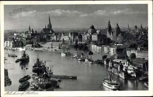 Ak Szczecin Stettin Pommern, Hafen, Dampfer, Kirchen