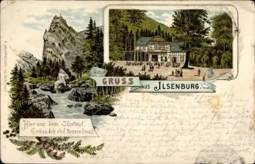 Litho Ilsenburg im Harz, Ilsetal, Gastwirtschaft