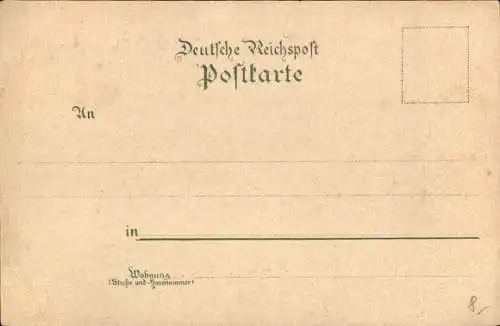 Litho Münster in Westfalen, Schloss, Lambertikirche, Bahnhof, Akadamie, Kaiserl. Postamt