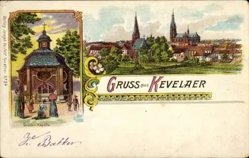 Litho Kevelaer am Niederrhein, Gesamtansicht, Gnadenkapelle