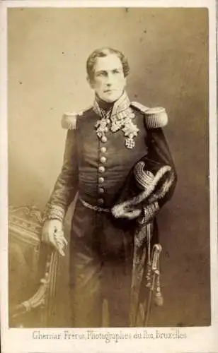CdV Leopold I, König von Belgien, Standportrait in Uniform, Orden