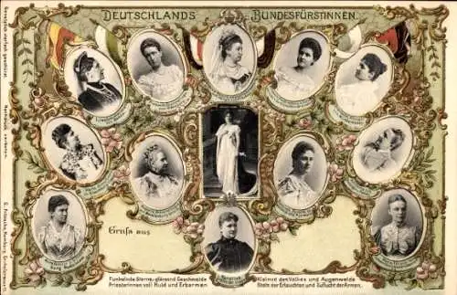 Ak Deutschlands Bundesfürstinnen, Kaiserin Auguste Viktoria, Baden, Waldeck Pyrmont