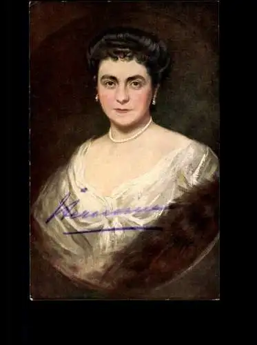 Künstler Ak Schwarz, Alfred, Kaiserin Hermine, Portrait, Ehefrau Kaiser Wilhelm II, signiert