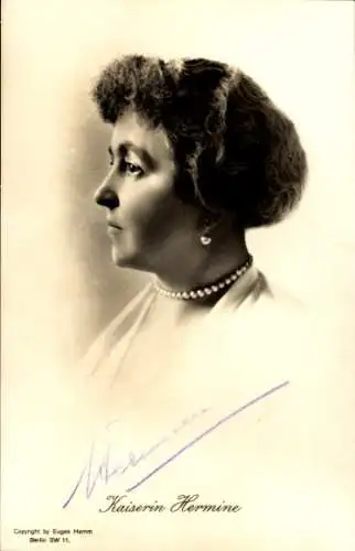 Ak Kaiserin Hermine, Preußen, Reuß, Portrait, signiert