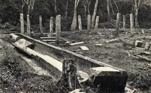 Ak Ceylon Sri Lanka, Anuradhapura, Ruinen von Steinkanus