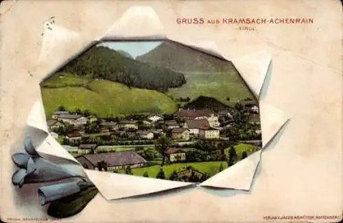 Passepartout Ak Achenrain Kramsach in Tirol, Gesamtansicht