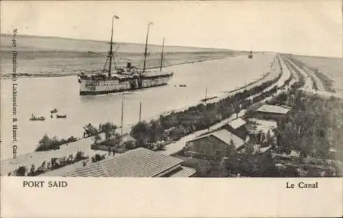 Ak Port Said Ägypten, Kanal, Schiff