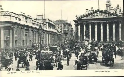 Ak London City England, Bank und Börse