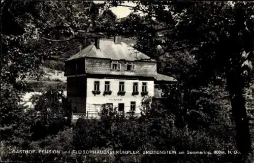 Ak Breitenstein am Semmering Niederösterreich, Gasthof-Pension und Fleischhauerei Rumpler