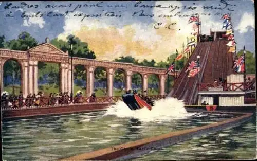 Künstler Ak The Chute, Earl's Court, Wasserrutschbahn