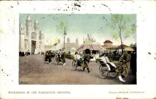 Ak 1908 Franco-British Exhibition Rickshaws in Exhibition Grounds