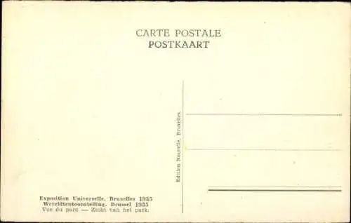 Ak Brüssel, Weltausstellung 1935, Teilansicht vom Park