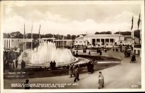 Ak Schottland, Empire Exhibition 1938, North Cacade Fountain und Palace of Art