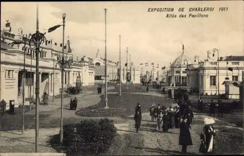 Ak Charleroi Wallonia Hennegau, Ausstellung 1911, Allée des Pavillons