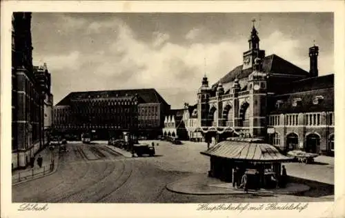Ak Hansestadt Lübeck, Hauptbahnhof, Handelshof