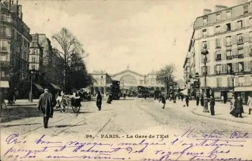 Ak Paris, Gare de l'Est, Ostbahnhof, Eingang, Passanten