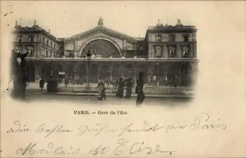 Ak Paris, Ostbahnhof, Eingang, Passanten