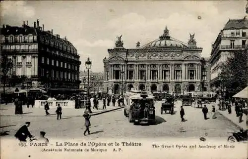Ak Paris XI, Place de la Opera und Theater