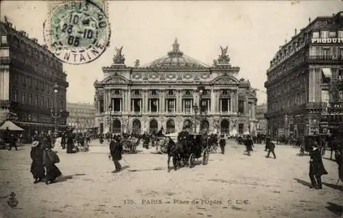 Ak Paris XI, Place de Opera, Theater, Verkehr