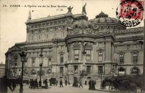 Ak Paris XI, Oper von der Rue Scribe aus gesehen