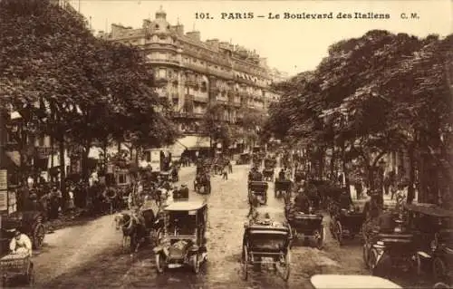 Ak Paris IX, Boulevard des Italians, Kutschen