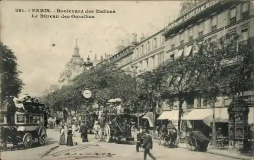 Ak Paris IX, Boulevard des Italians, Omnibus-Büro