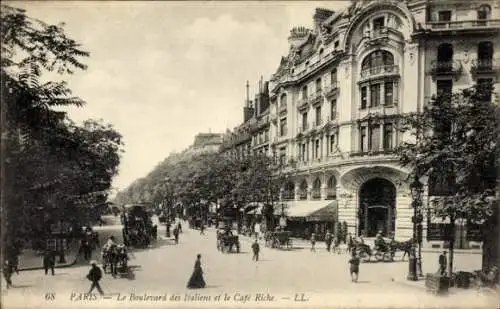 Ak Paris IX, Boulevard des Italians und Café Riche